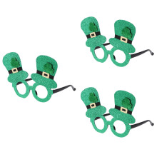 3Pièces Lunettes Verres Vertes Trèfle Chapeau Pour Festival