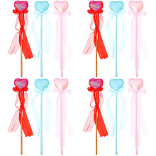 12Pièces Baguettes Cœur Et Pompons Satin Fête Déguisement