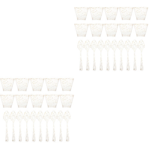 40Ensembles Coupes Dorées Pour , Dessert Crème