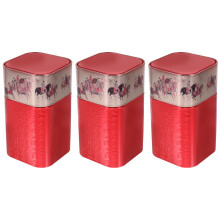 3St Rood Tinplate Theeblikjes Voor Losse Thee En Koffie