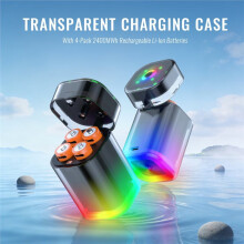 AA Battery Charging Case with 4-Pack 2400MWh Rechargeable Li-Lon Batteries for VR Controller Remote Control A