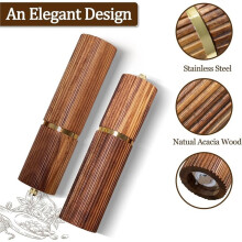 Ensemble de Deux Moulins à Café en Bois, Cadeau de Cuisine avec Noyau en Céramique, Ensemble Robuste et Durable