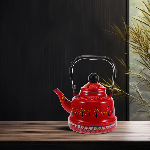 Roter Emaille Kaffeekessel Herdgeeignet Und Robust 2