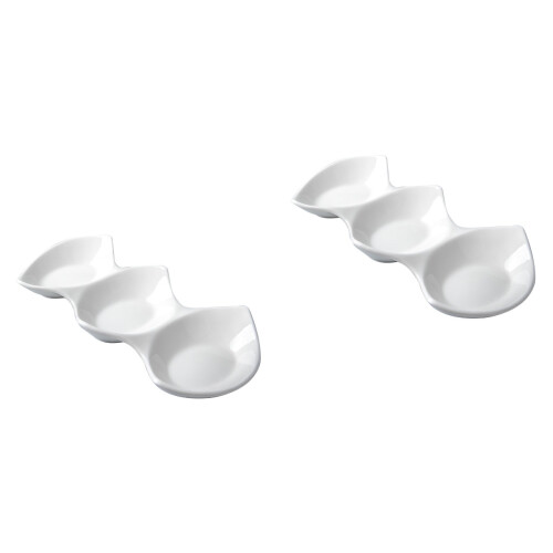2Pièces Bols À Sauce Céramique 3 Compartiments Pour Condiments 2