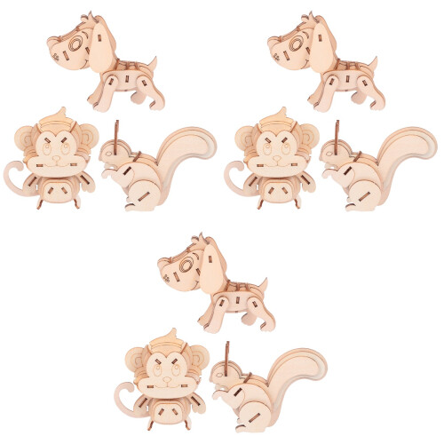 9Pièces Modèles Animaux Puzzle Bois 3D Clair Et Éducatif 2