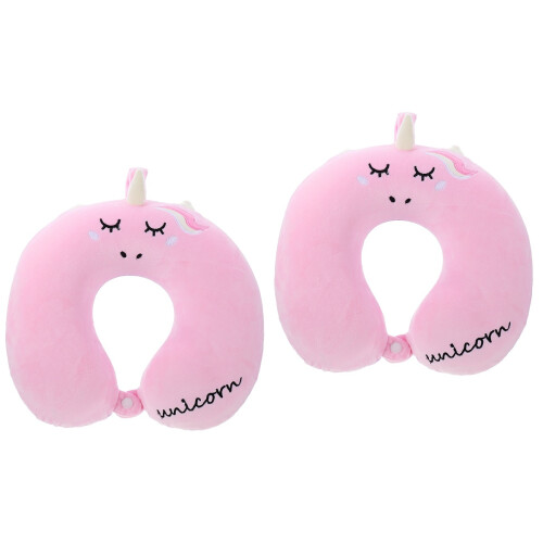 2Pièces Coussin Cervical Rose Pour Voyage 2