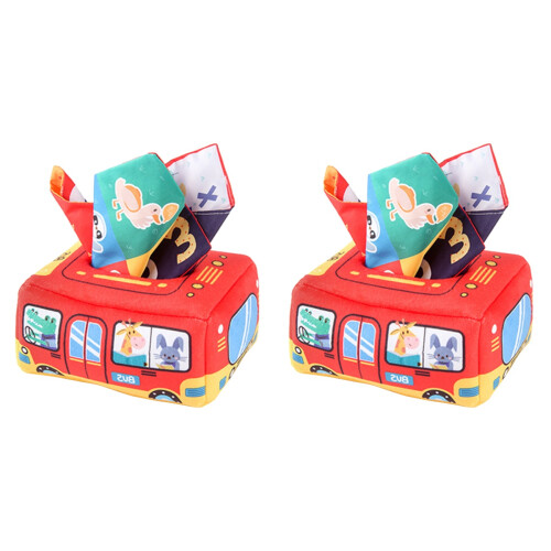 2Pièces Jouet Éducatif Bébé Boîte À Mouchoirs Rouge Jeu Sensoriel 1