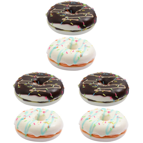 6Pièces Simulation Donuts En PU Noir Décor Réaliste 1