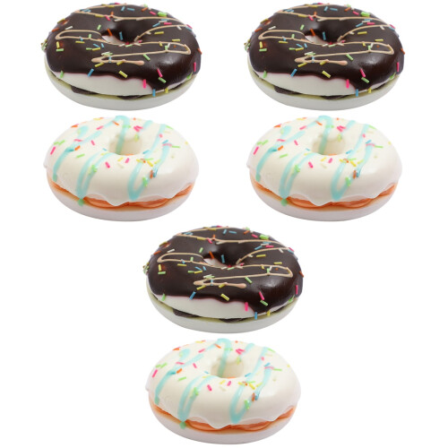 6Pièces Simulation Donuts En PU Noir Décor Réaliste 2