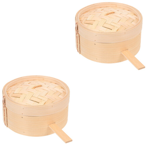 2Pièces Cuiseur Bambou Réutilisable Esthétique Sûr 2