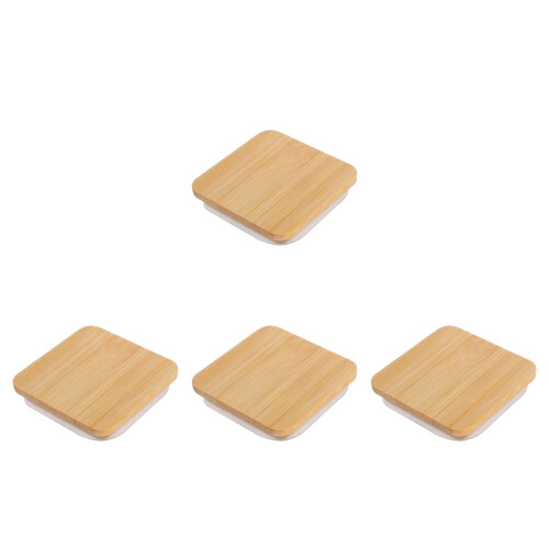 4Pièces Couvercles Bamboo Hermétiques Orange Pour Bocaux Pots 2