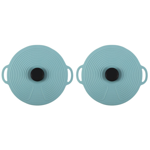 2Pièces Couvercles Réutilisables Silicone Souple Anti-Fuites Bleu Ciel 1