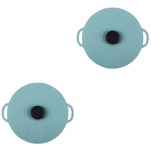 2Pièces Couvercles Réutilisables Silicone Souple Anti-Fuites Bleu Ciel 2