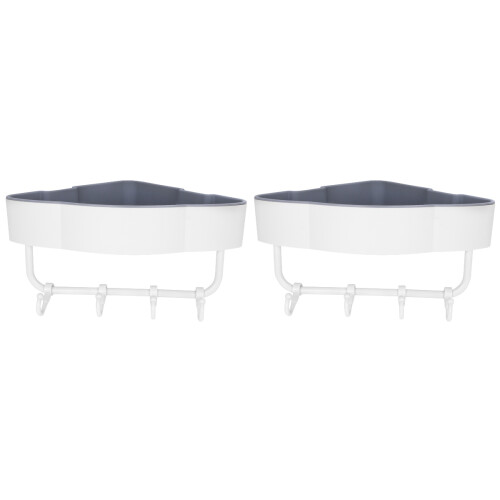 2Pièces Étagère D'angle Perçage En PP Pour Salle De Bain 1