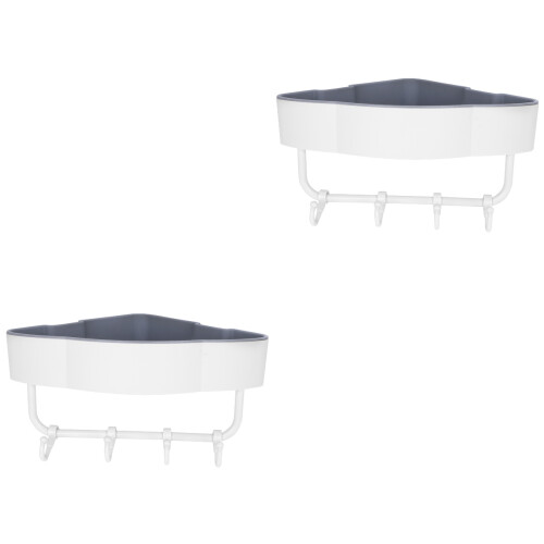 2Pièces Étagère D'angle Perçage En PP Pour Salle De Bain 2
