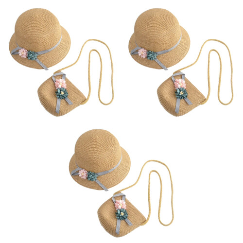 3Ensembles Accessoires Sac À Main Chapeau Kaki 2