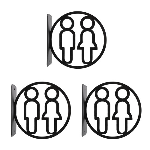 3Pièces Panneaux Wc Noir Pour Restaurant Porte 2