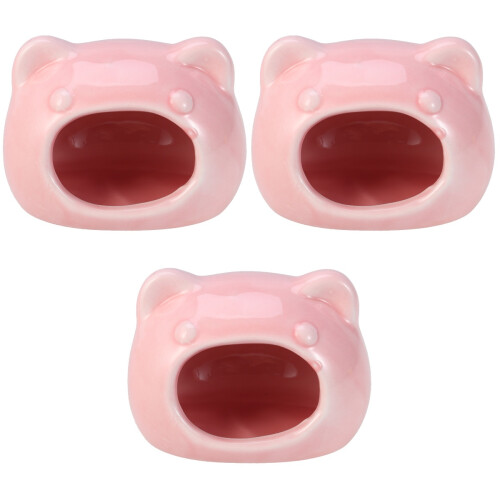 3Pièces Hamster Rose Céramique Avec Design Tête De Chat 2