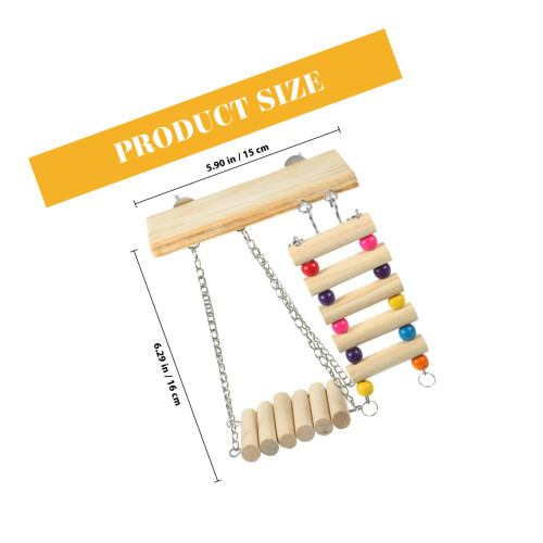 1Ensemble Perchoir Bois Beige Avec Balancelle Échelle Stable 1