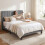 Levede King Plush Panel Upholstered Bed Grey 8