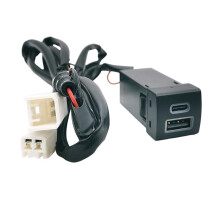 Billaddare med Dubbla Portar, USB QC3.0 Typ-C PD-Uttag för Highlander Land Prado Rav4 Camry 18-22