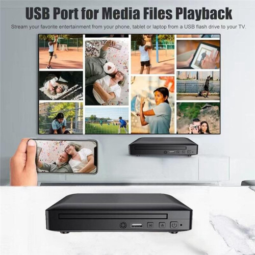 DVD Player 1080P Full HD USB TV CD Discs Player VCD EVD MP3 RW Remote Control AV -Compatible EU Plug 2