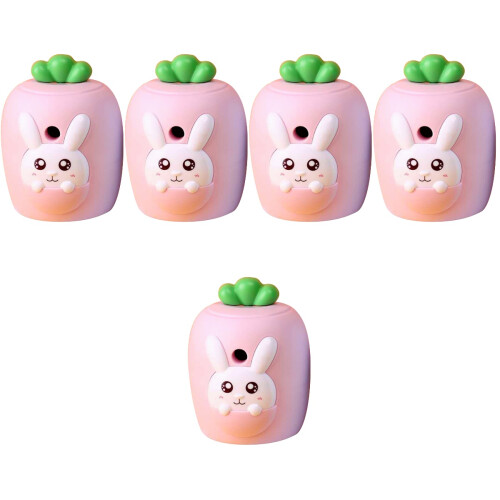 5Pièces Taille-Crayons Manuel Rose Portable Résistant Pour Étudiants 2