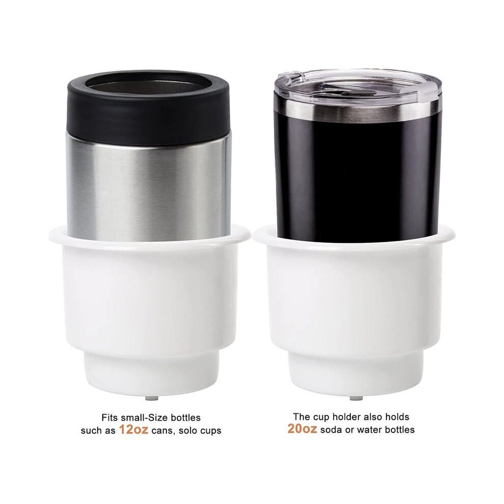 8 Pack Plastic Cup Drink Holder Insert Beverage Cup Holder, Water Cup Slot With Drain For Boat Car Marine Rv Etc. White 6031300073719