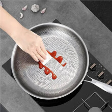 Titanium Steel Frying Pan Uncoated Non Stick Pan Fish Scale Hammer Pattern Household Steak Frying Pan Kitchen Cookware,B