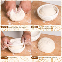 Conjunto de 5 Cestos de Fermentação Banneton para Pão, Cestos de 5 Polegadas para Panificação de Pão de Fermentação Natural.