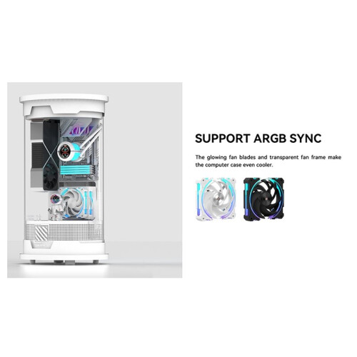 12CM Computer Case Cooling Fan ARGB Light Synchronization PWM Intelligent Temperature Control Silent Fan Black 2