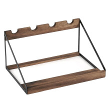 Wooden Red Wine Rack Desktop Slanted Wine Display Rack Iron Wood Combined with Multiple Red Wine Bottle Storage Rack