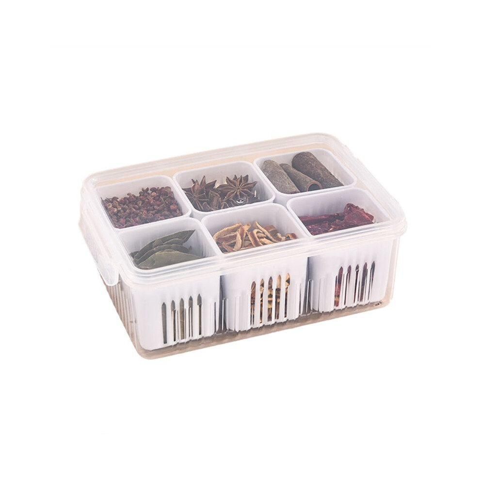 Semoic 1Pc Condiment Jars With Tray With Small Dividers Countertop Spice Organizer Kitchen Storage Container For Refrigerator,C