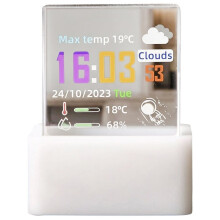 Station Météo Intelligente Holographique en Cristal avec Horloge Numérique