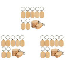 Blank Holz Schlüsselanhänger Schlüssel DIY Holz Schlüsselanhänger Schlüssel Holz Gravur Rohlinge 60 Packungen