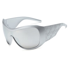 (SilverFrameWhiteSilver)Occhiali da sole moderni montatura nera occhio di gatto con protezione UV polarizzata per uso casual ed esterno