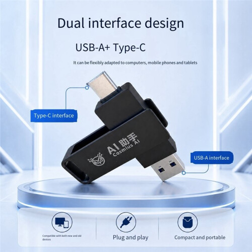 OpenClaw+HermesAgent AI Assistant USB Flash Drive USB-A + Type-C AI USB Flash Drive Dual System 128G 2