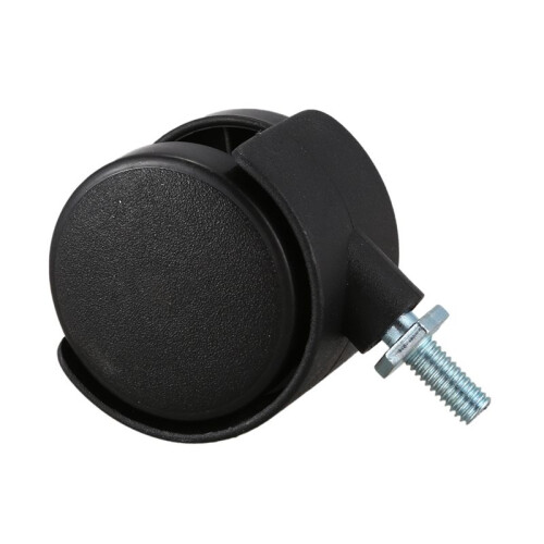 6pcs 6mm Threaded Stem 40mm Dual Wheel Rotatable Caster Black