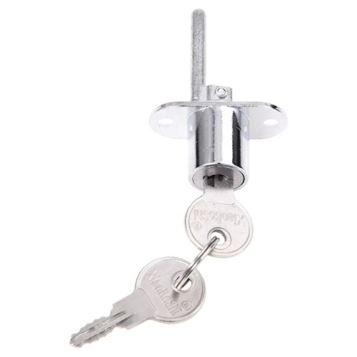 3X 19mm Cylinder  Diameter Silver Tone Metal Drawer Plunger Lock with 2 Keys 2