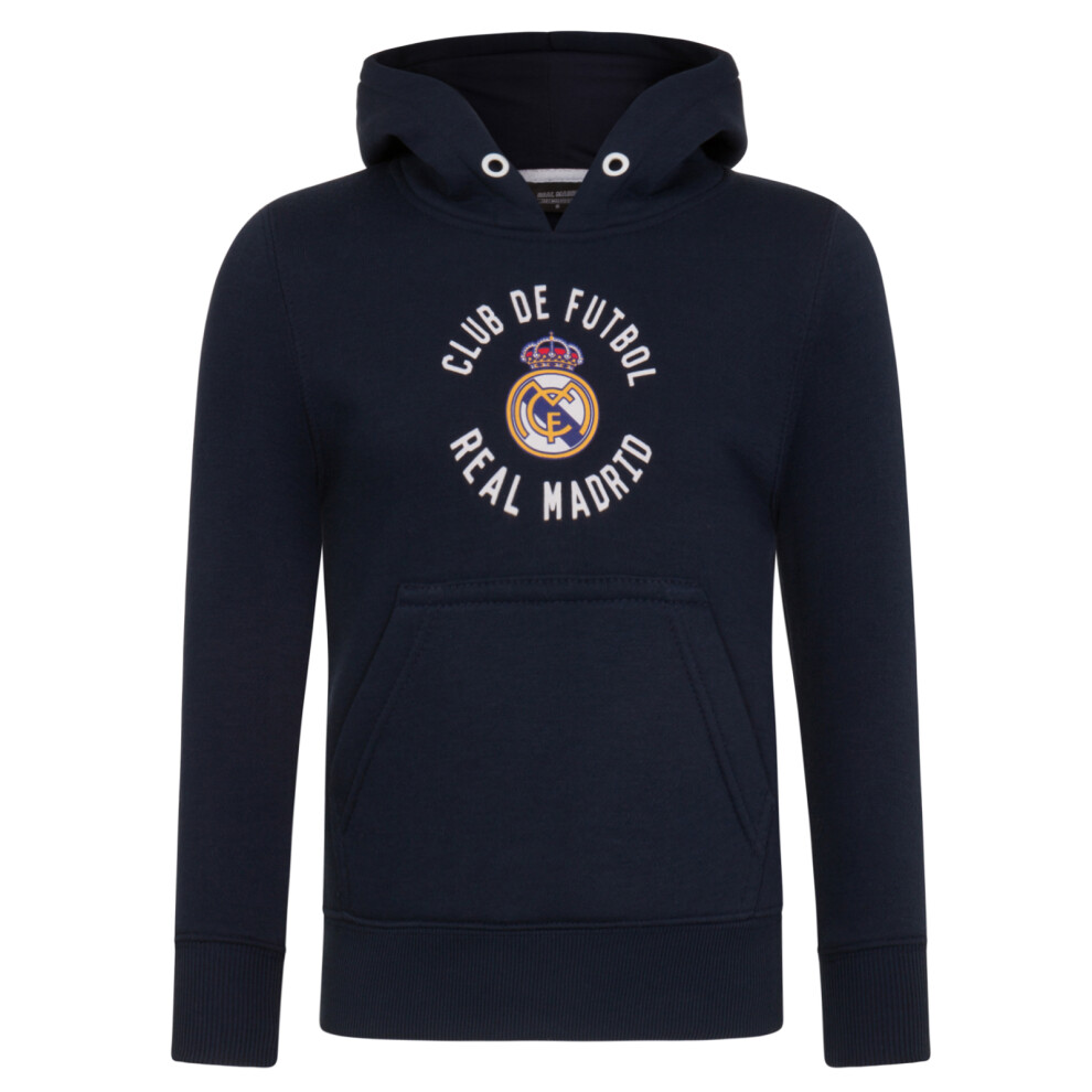 Real Madrid Official Football Gift Boys Graphic Fleece Hoody Navy 8 Years
