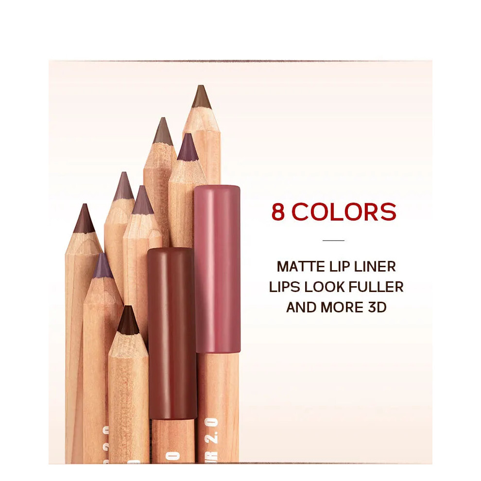 My Store (05) Nude Brown Lipliner Pen Wooden Matte Lip Liner Waterproof Lipstick Pencil Easy To Wear Non-Stick Cup Lip Contouring Pen Cosmetic