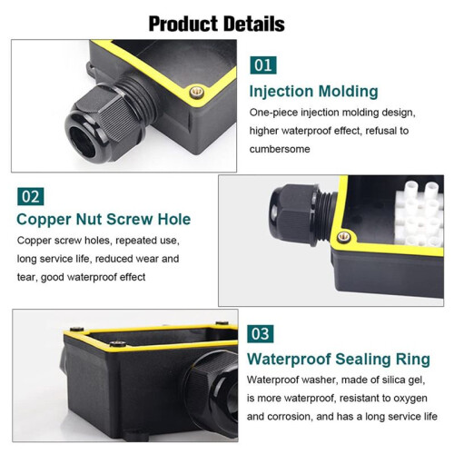 Junction Box Outdoor Waterproof Electrical Box,3 Way Plug  Plastic External Junction Box,Electric Power Cord Boxes 1