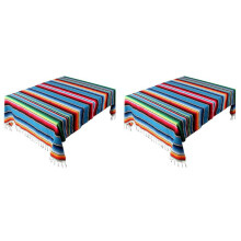 2X Couverture Mexicaine Sarape Tapis de Pique-Nique Nappe Hot Rod pour FĂŞte et Yoga, 150X215cm