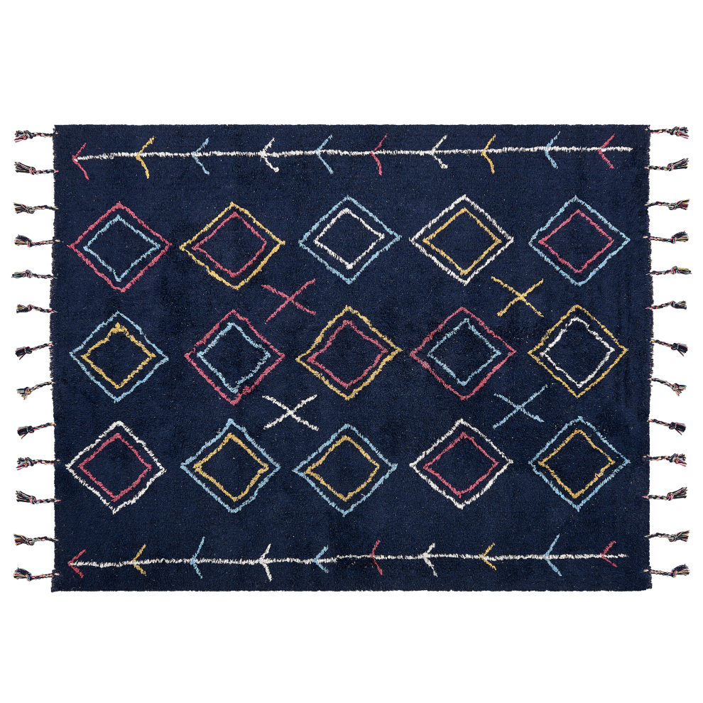 Beliani Rug Corum Black 160 X 230 Cm Cotton