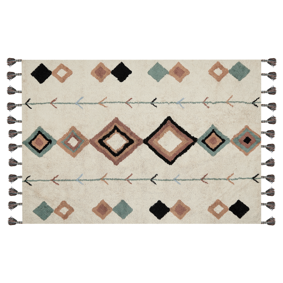 Beliani Rug Eskisehir Beige 140 X 200 Cm Cotton