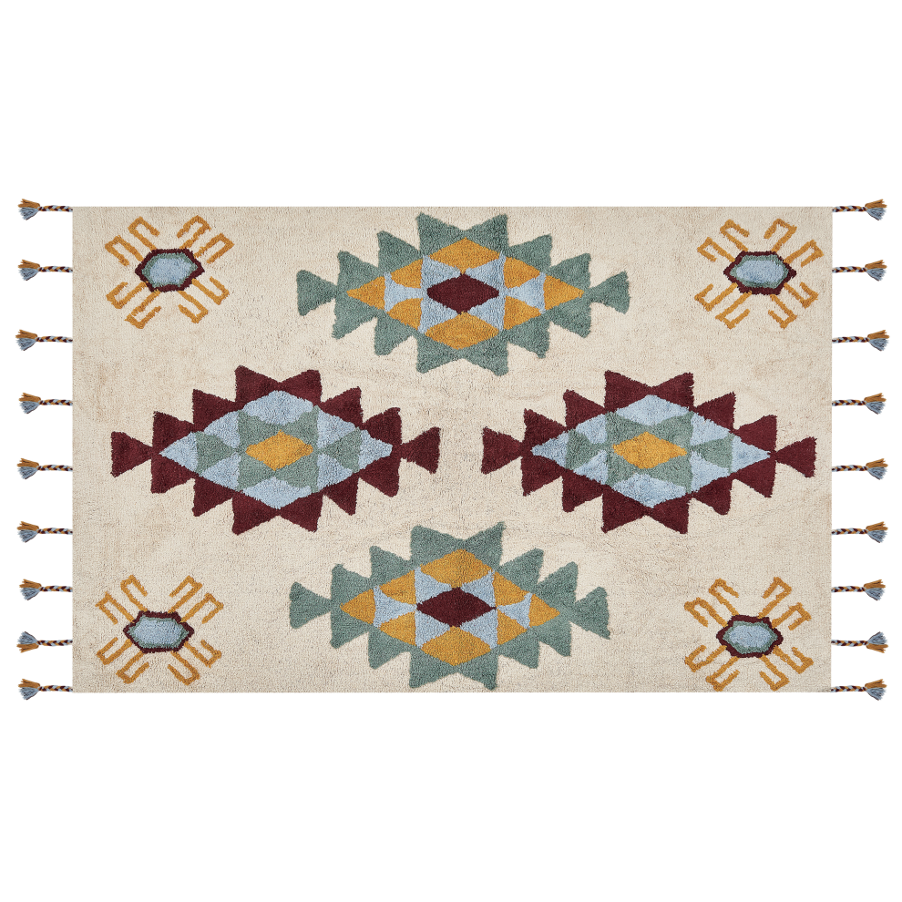 Beliani Rug Duzce Beige 140 X 200 Cm Cotton