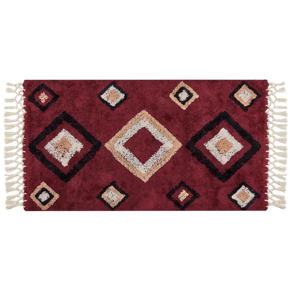 Beliani Rug Siirt Red 80 X 150 Cm Cotton