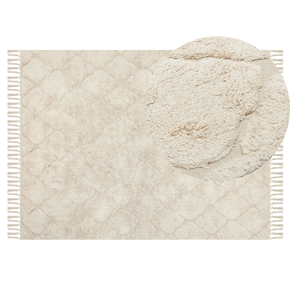 Beliani Rug Silchar Beige 140 X 200 Cm Cotton