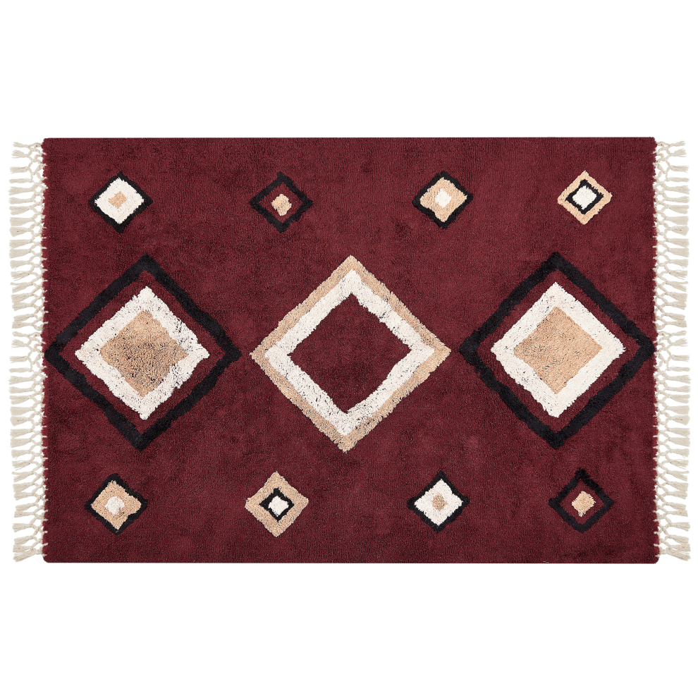 Beliani Rug Siirt Red 160 X 230 Cm Cotton