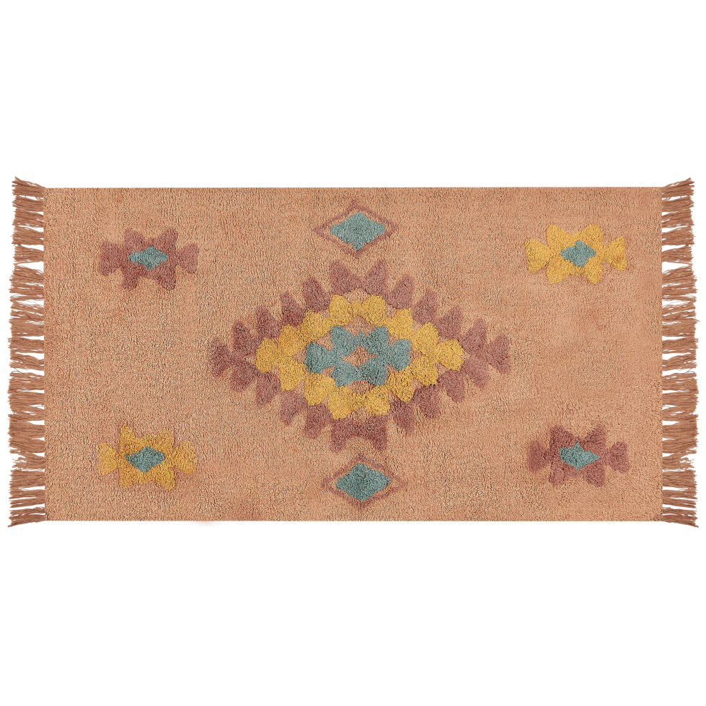 Beliani Rug Igdir Orange 80 X 150 Cm Cotton
